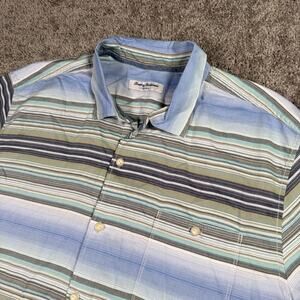 Tommy Bahama Tortola Shirt Mens XXL Blue Mountain Bluebell Stripe Button Up Camp